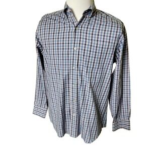 Southern Tide Mens Button Down Shirt Blue Pink Plaid Pocket Sz M Classic Fit